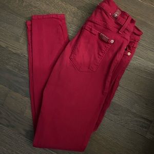 Seven pink stretchy skinny jeans low rise size 25